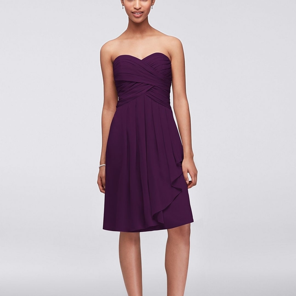 David's Bridal Short Crinkle Chiffon Bridesmaid Dress
